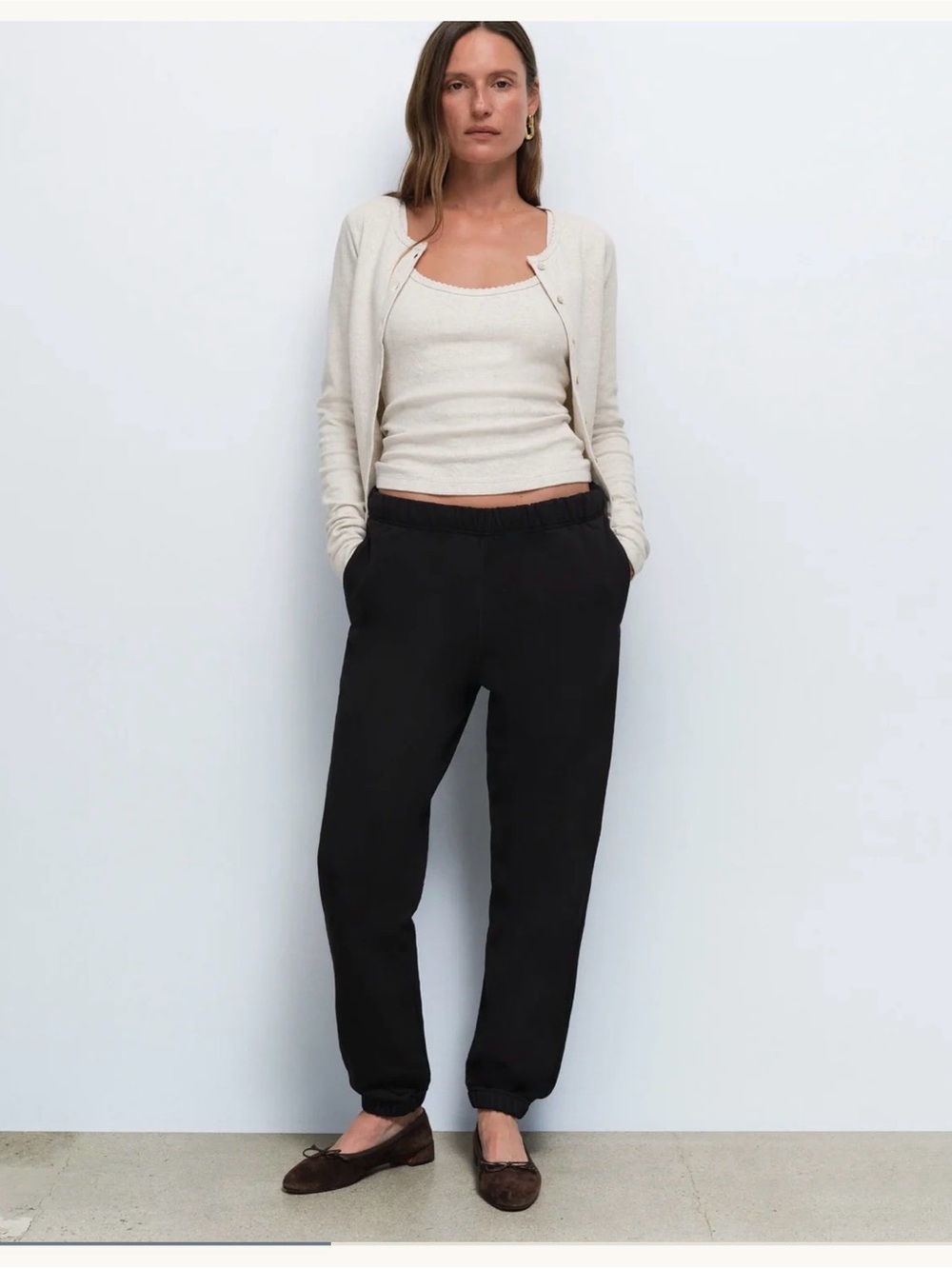 MATE the label Organic Fleece Relaxed Pocket Sweatpant Jet Black Small